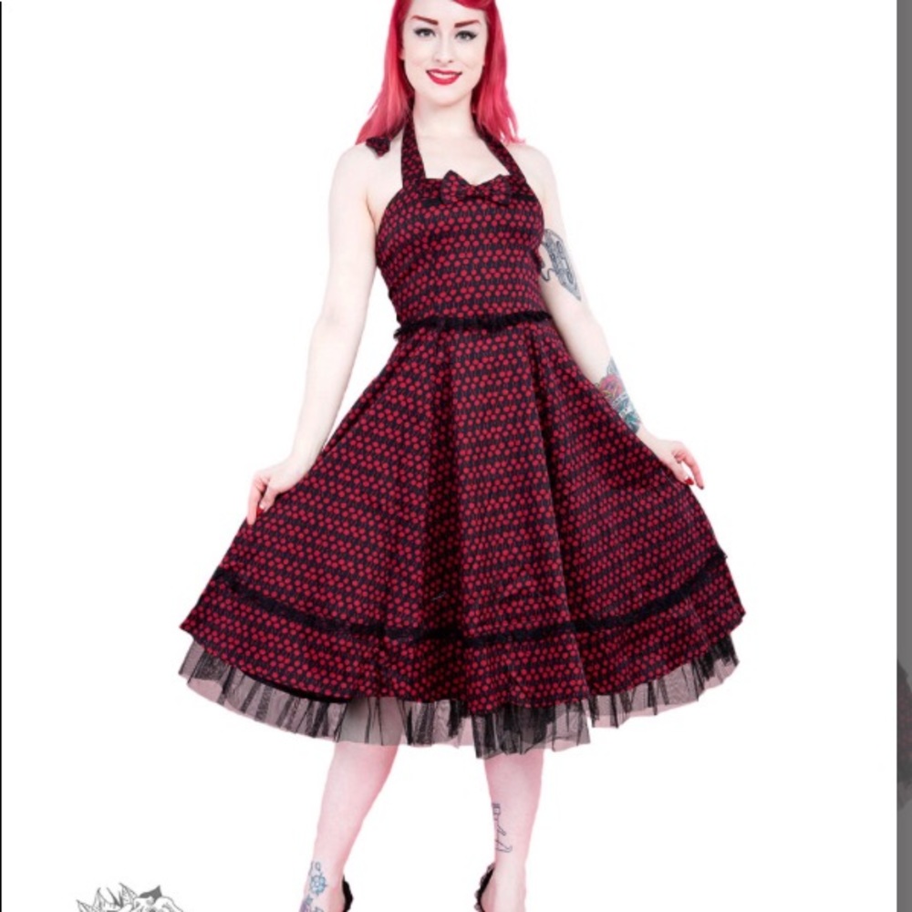 H&R London Balaton Cherry Halter Dress
